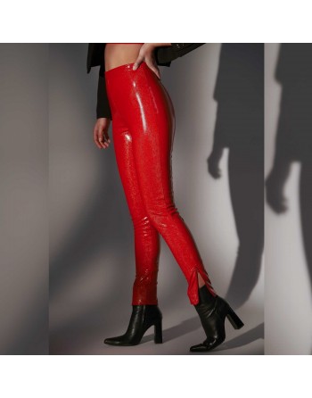 Jill Pantalon vinyle rouge *