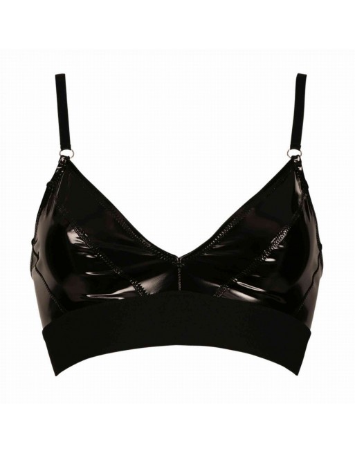 Jade black vinyl Bra