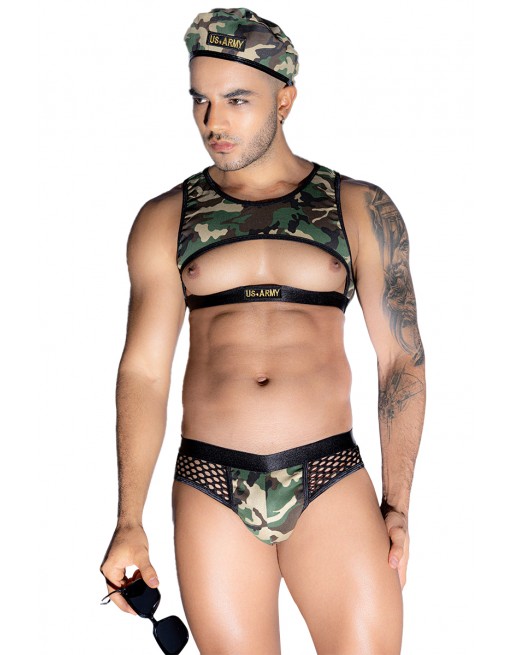 Tenue militaire sexy 4 pièces - J Lingerie Tenue militaire sexy 4 pièces - J Lingerie