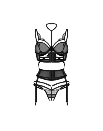 Premisis Black 3-Piece Crotchless Set PREMIUM