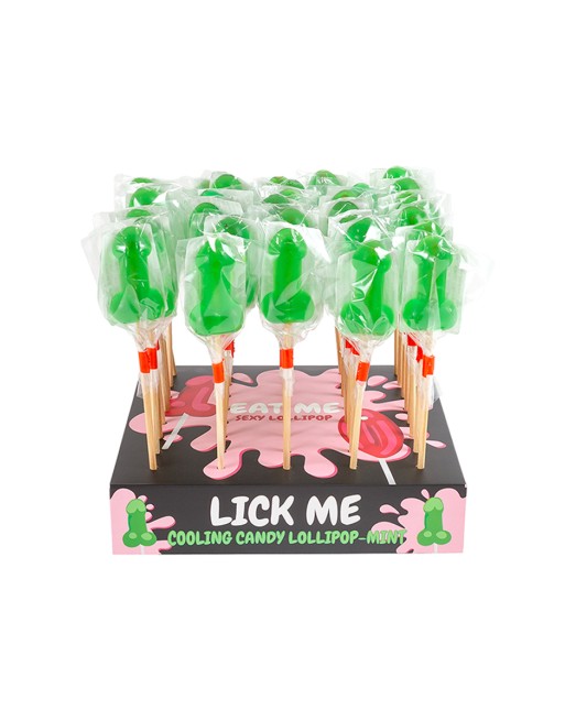 Présentoir de 40 sucettes pénis à la menthe avec effet rafraichissant