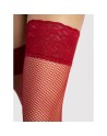 Liza Bas Rouge en fine résille avec jarretiere autofixante